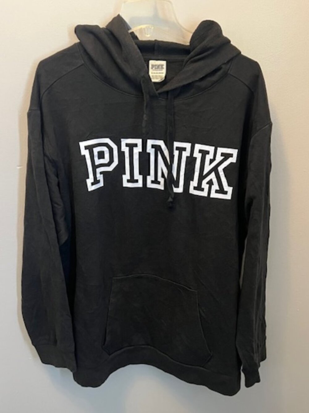 PINK Victoria's Secret Black Hoodie with White Logo